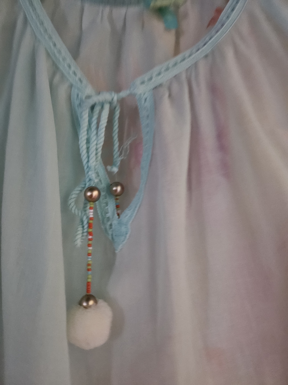 FARM Rio Pastel Floral Peasant Blouse in Light Aqua - Picture 2 of 5